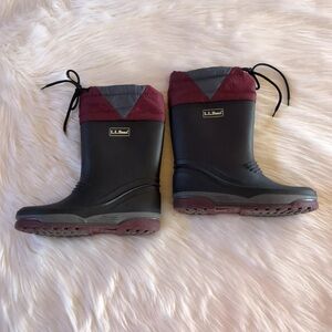 L.L.Bean Rain Boots Girls US 3 Waterproof Tall Winter Snow Youth Black